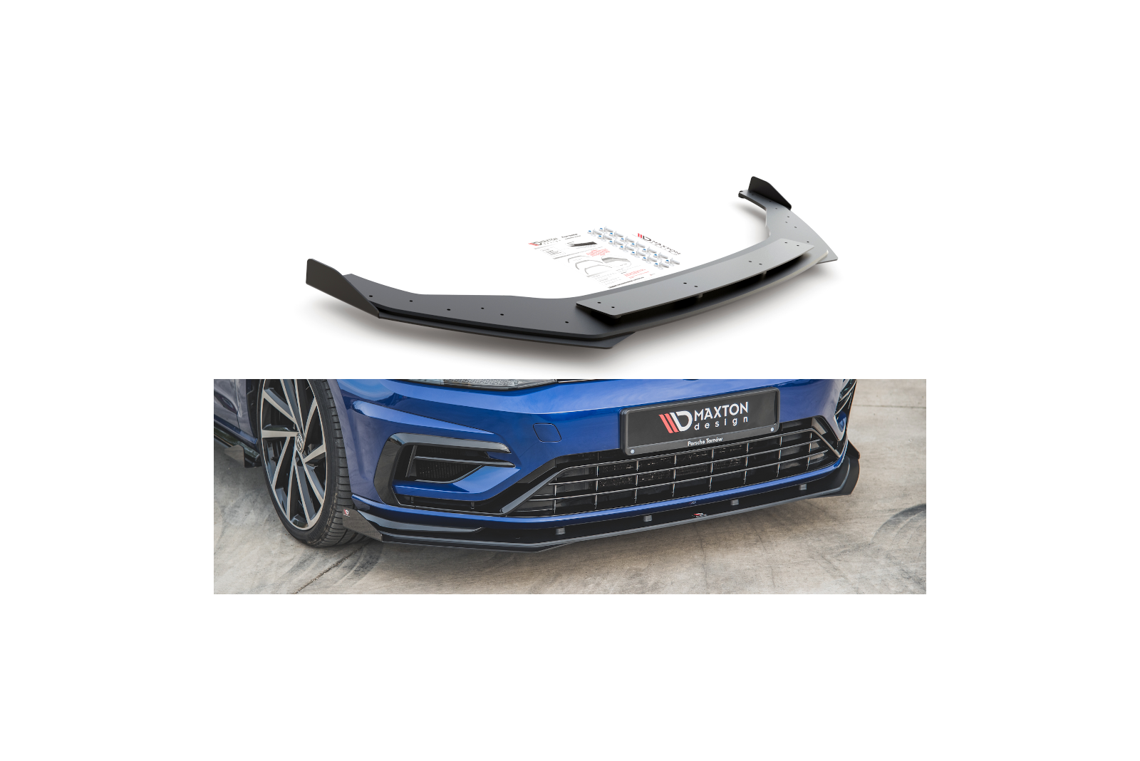 Splitter Przedni Racing Durability + Flaps VW Golf 7 R / R-Line Facelift